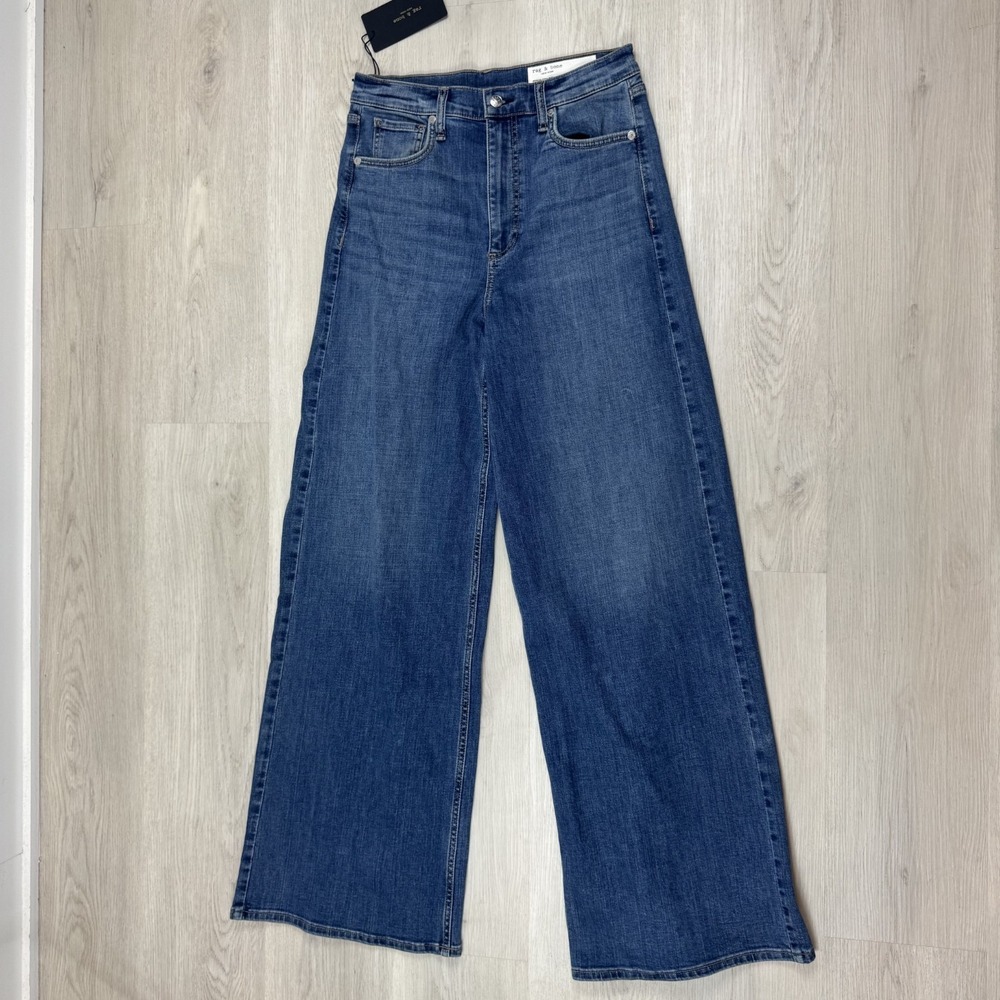 Rag & Bone Serena High Rise Ultra Wide‎ Leg Full Length Jeans Womens 28 $278 - Picture 3 of 8